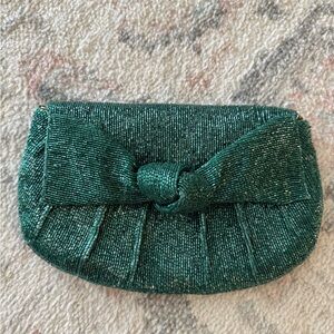Maeve Teal Beaded Clutch - No Chain Strap